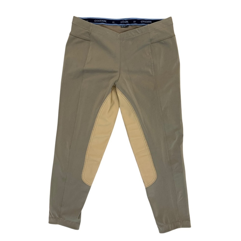 Ovation Women’s 34R Equestrian Tan Khaki Horseback Riding Patch Breeches Pants